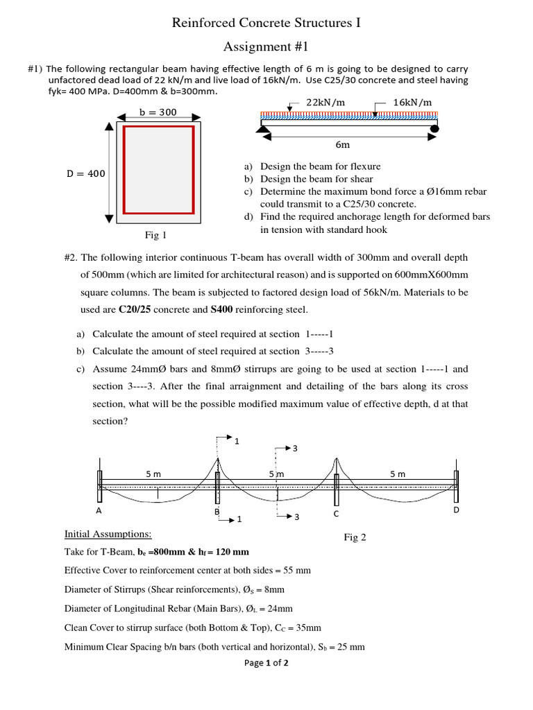 Assignment RC I | PDF | Beam (Structure) | Building Engineering