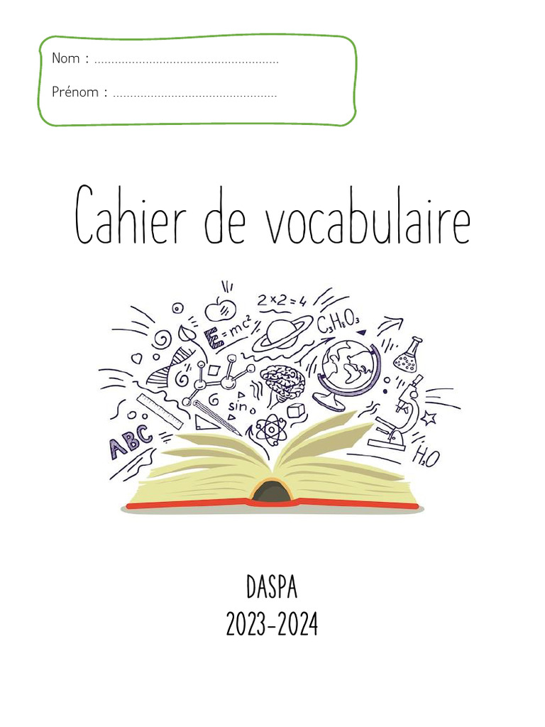 Cahier Vocabulaire: DASPA | PDF