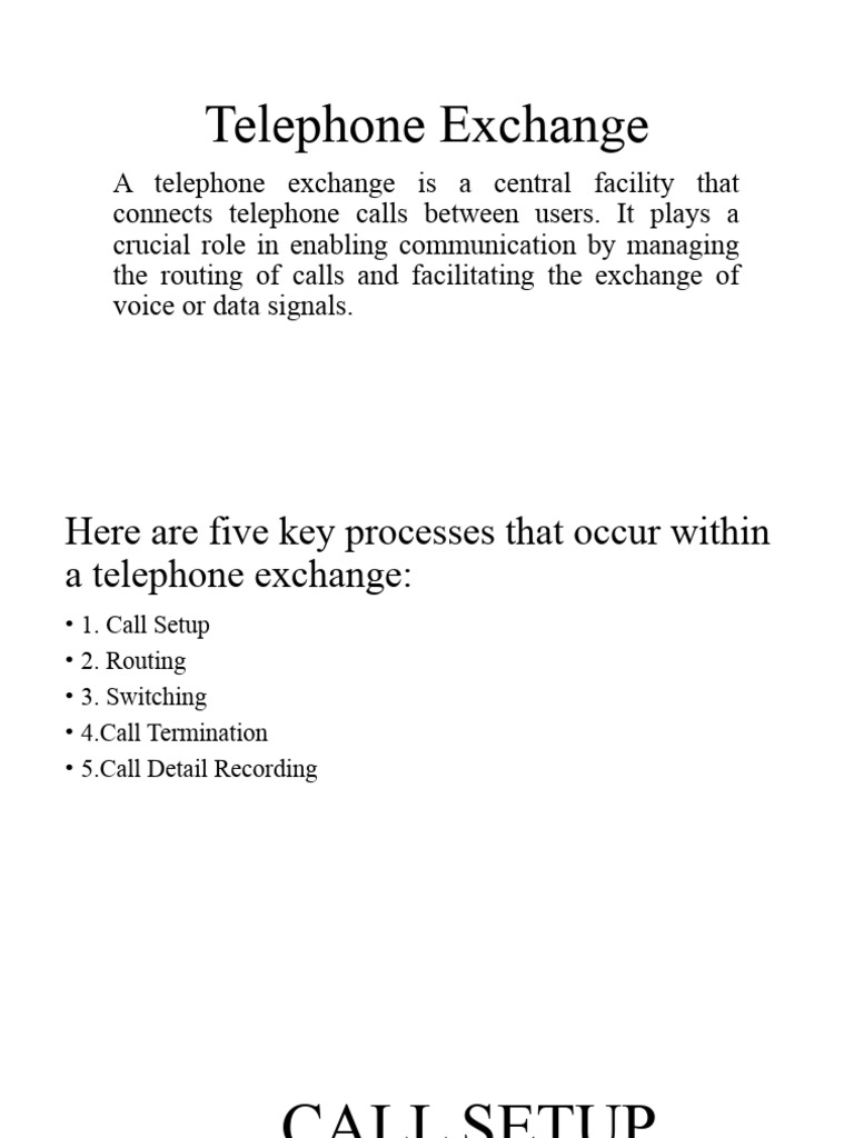Telephone Exchange PDF