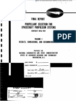 Propellant Selection For Spacecraft Propulsion Systems: I Results, Conclusions, and Recommendations