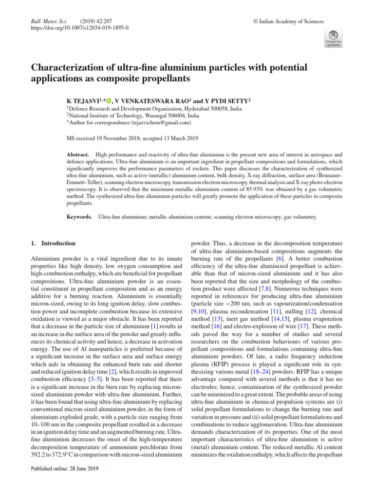 Characterization of Ultra-Fine Aluminum | PDF | Aluminium | Combustion