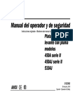 Manual Del Operador y de Seguridad: Plataformas de Levante Con Pluma Modelos 450A Serie II 450AJ Serie II 510AJ