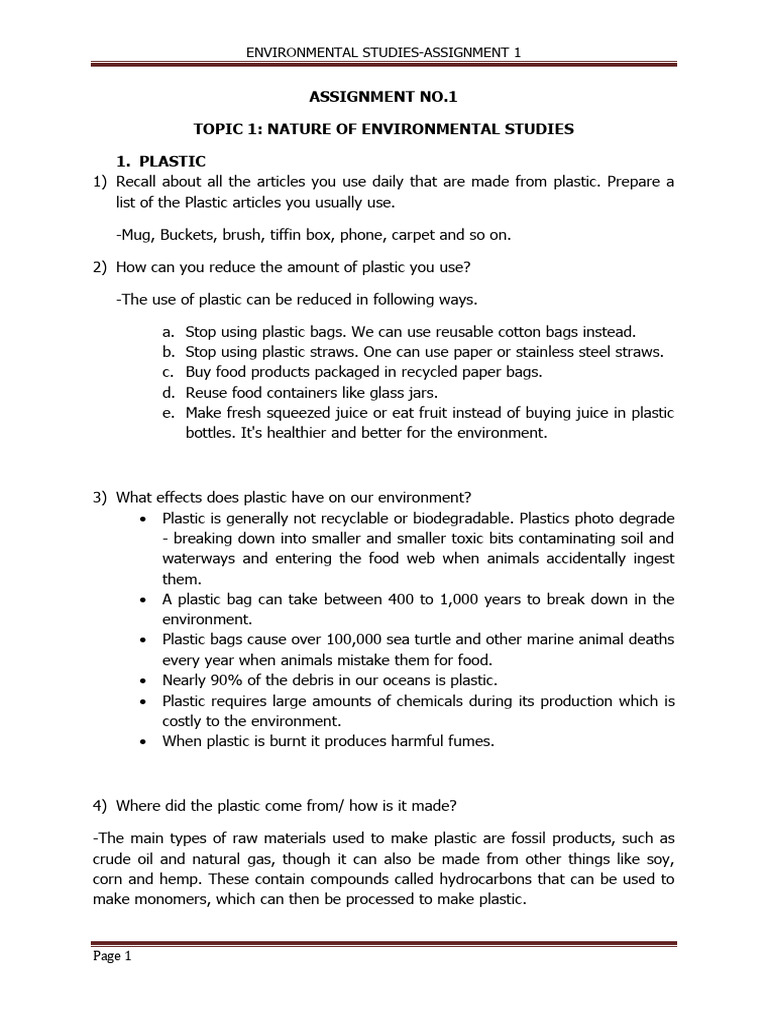 Est - Assignment No 1 | PDF | Plastic | Fuels