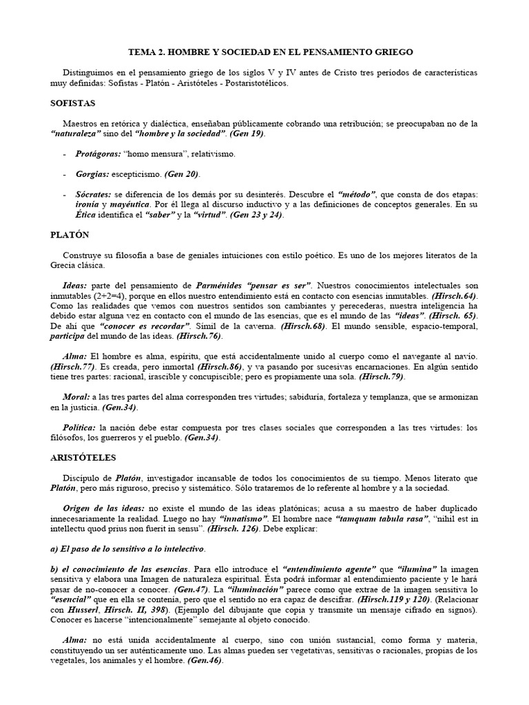 Hombre y Sociefdad en El Pensamiento Griego | PDF | Platón | Filosofía ...