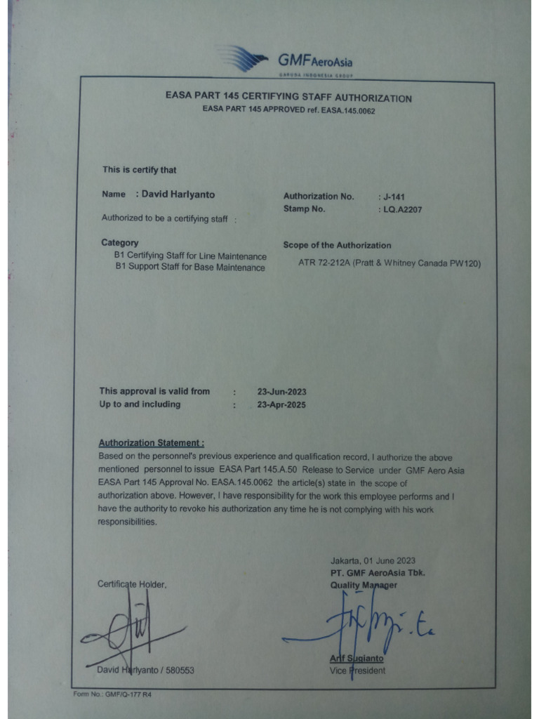 CS Authorization Easa Atr 72212a PDF