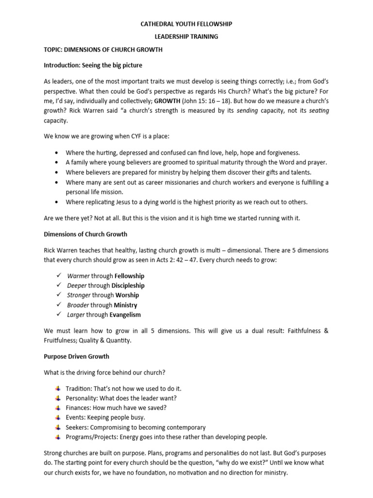 Dimensions of Church Growth Strategies | PDF | Disciple (Christianity ...
