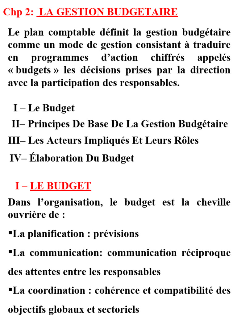 CHP 1 Budgets | PDF | Budget | Inventaire