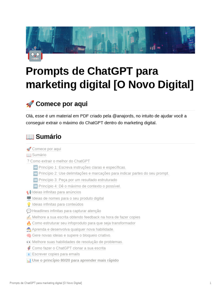 Prompts para Marketing Digital com ChatGPT | PDF | Publicidade | Marketing