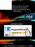 PROMOTION OF HEALTH AND PREVENTION OF ILLNESS of Hypertension or High Blood Pressure Health Teaching