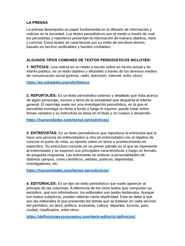 Definición y tipos de prensa | PDF | Periódicos | Periodismo