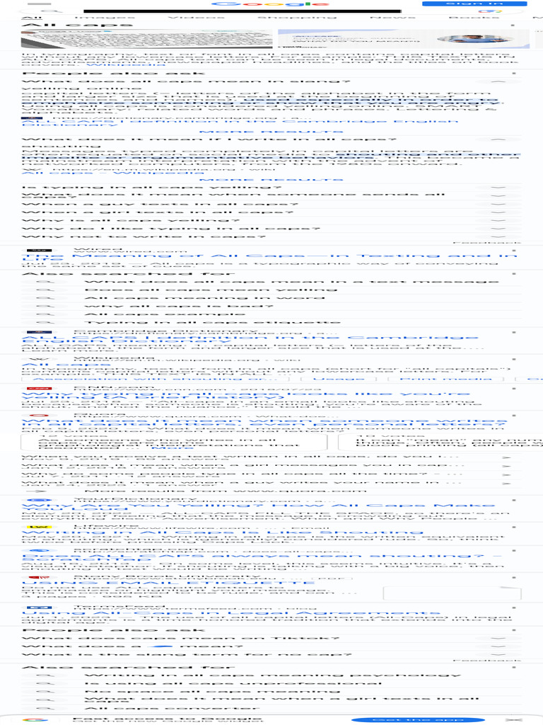 What Does All Caps Mean Google Search PDF Letter Case Typography