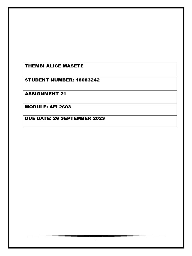Isizulu Assignment 21 | PDF