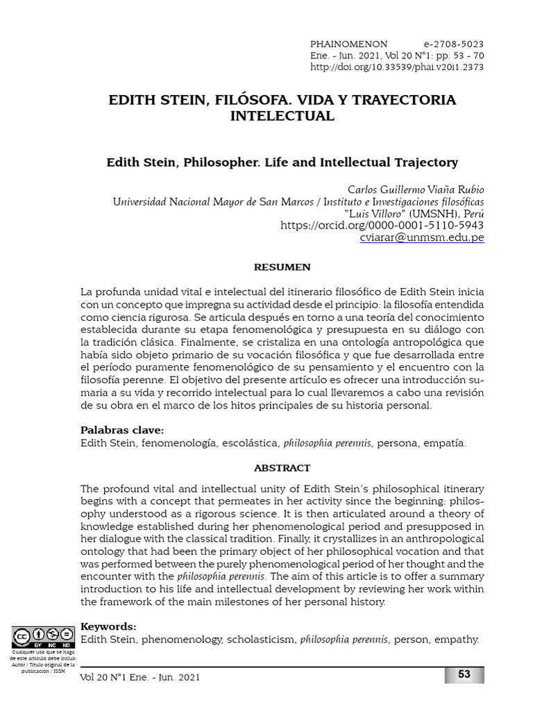 Edith Stein Filosofa Vida y Trayectoria | PDF | Edmund Husserl | Realidad