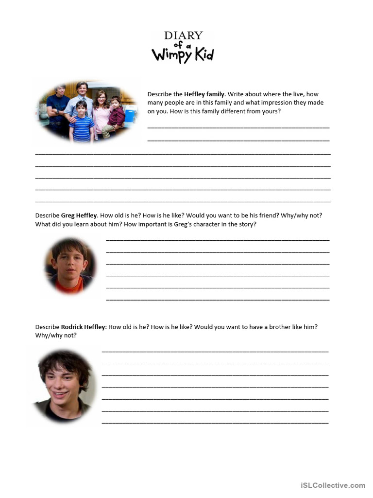 Diary of A Wimpy Kid Describe The Characters | PDF | Epistolary Novels ...