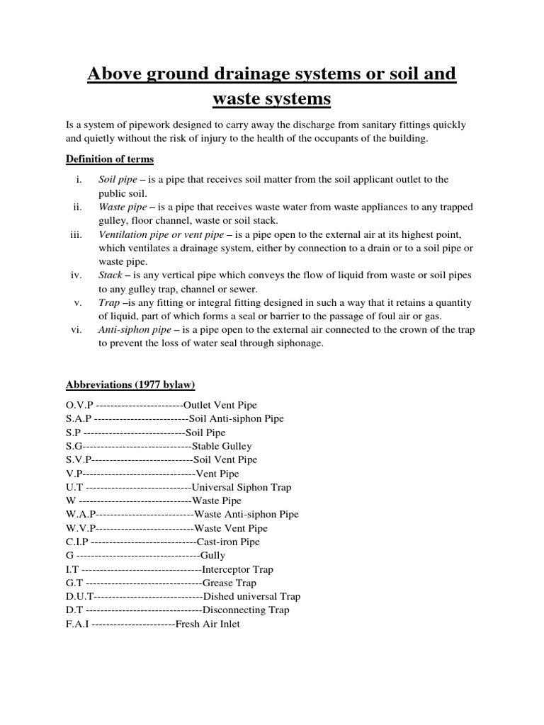 Above Ground Drainage Systems Overview | PDF | Pipe (Fluid Conveyance ...