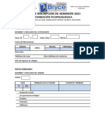 Ficha de Inscripción de Admisión 2021