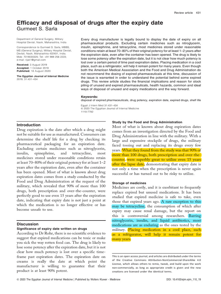 Expired Puffer Medication Reference: Expired Drugs Efficacy And Disposal Pdf