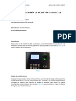 Informe de Avería de Biométrico Casa Club