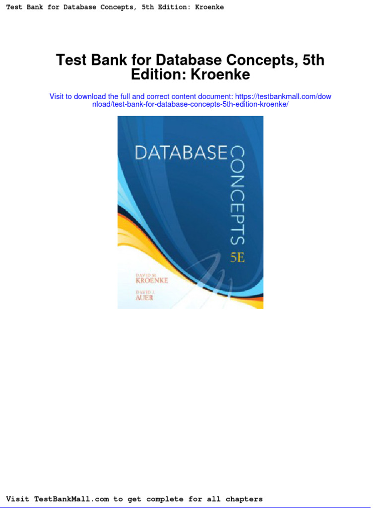 Test bank for database concepts 5th edition kroenke pdf databases