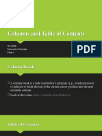 Columns and Table of Contents