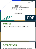 Lesson 9 Deped Guidelines On Lesson Planning