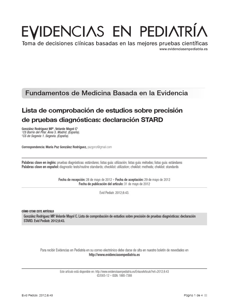 Listas STARD Precision Diagnostica | PDF | Diagnostico medico | Metodología