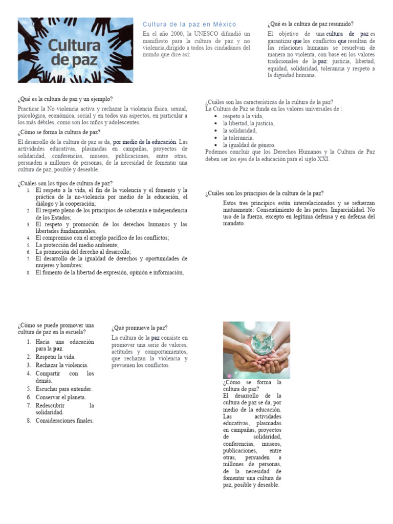 Valores de la Cultura de Paz en México | PDF | Paz | Violencia