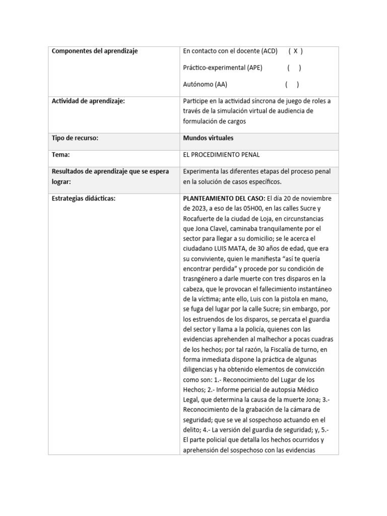 Caso de Audiencia Procesal Penal Ii-1 | PDF | Fiscal | Procedimiento