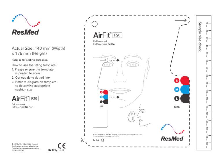 ResMed AirFit F20 FFM Fitting Template PDF