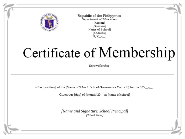  sgc membership certificate template pdf