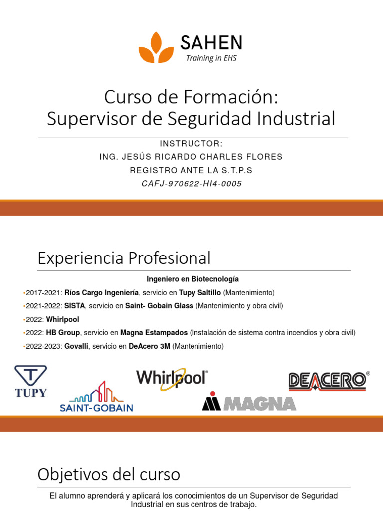 Curso De Supervisor De Seguridad Pdf Riesgo