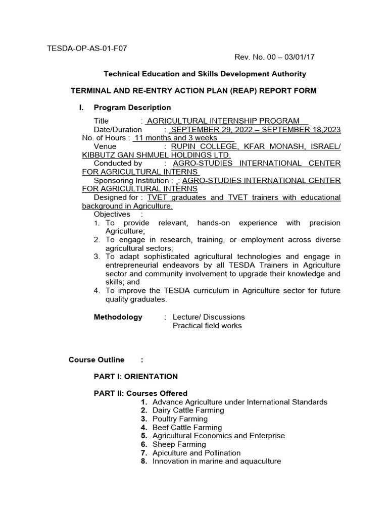 REAP Accomplishement Form | PDF | Agriculture | Food Industry