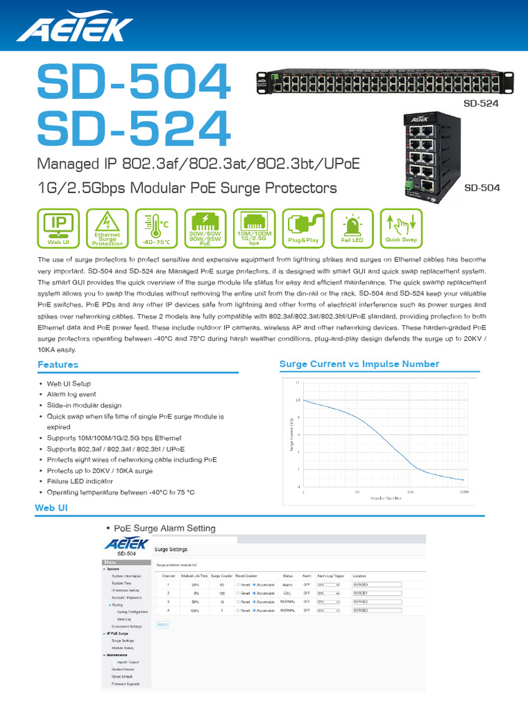 Managed PoE Surge Protectors 802.3af/at/bt | PDF | Data Transmission ...