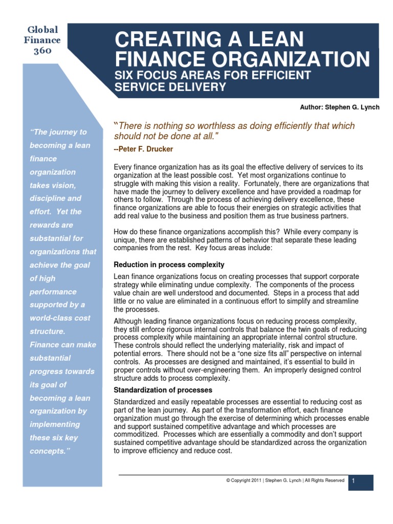 Creating A Lean Finance Organization | PDF | Business Process ...