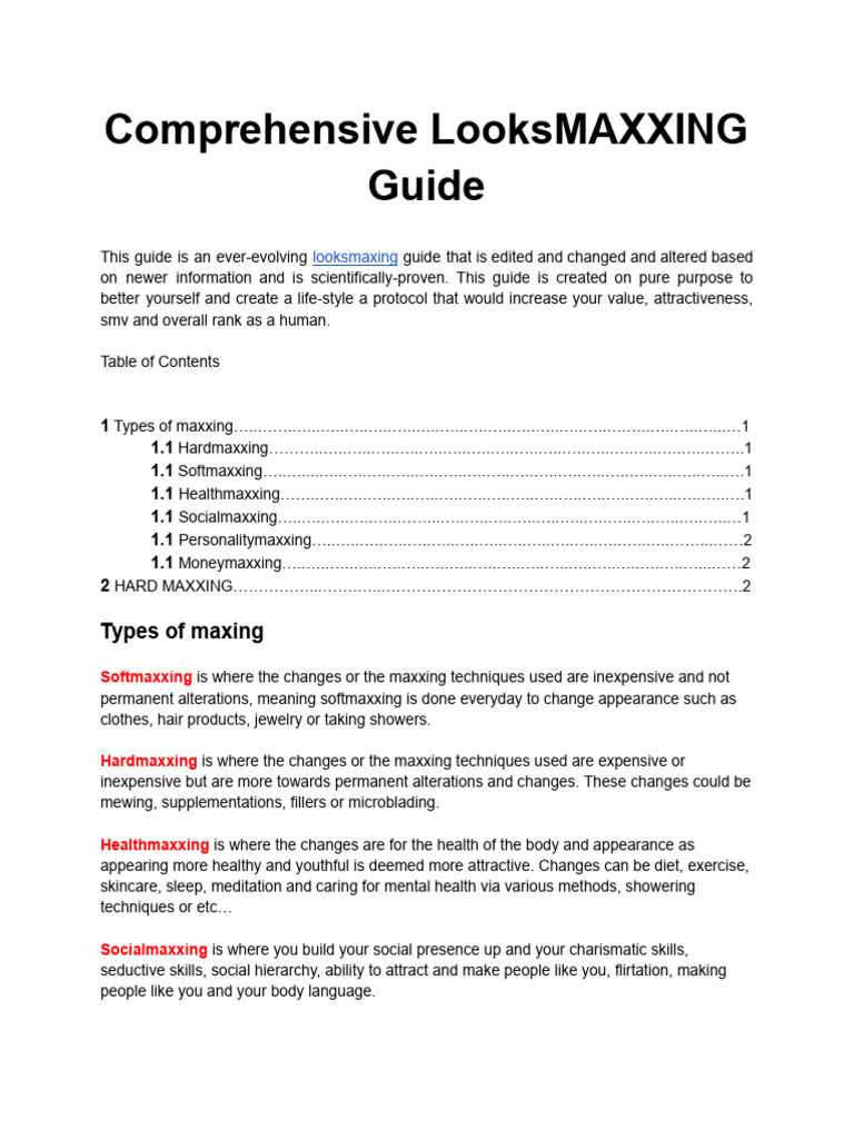 Ultimate Looksmaxxing Optimization Guide | PDF | Dietary Supplements ...