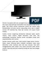 Monitor Merupakan Salah Satu Perangkat Keras Yang Tergolong Sebagai Alat Output Yang Berfungsi Menampilkan Hasil Pengolahan Data Berupa Grafis