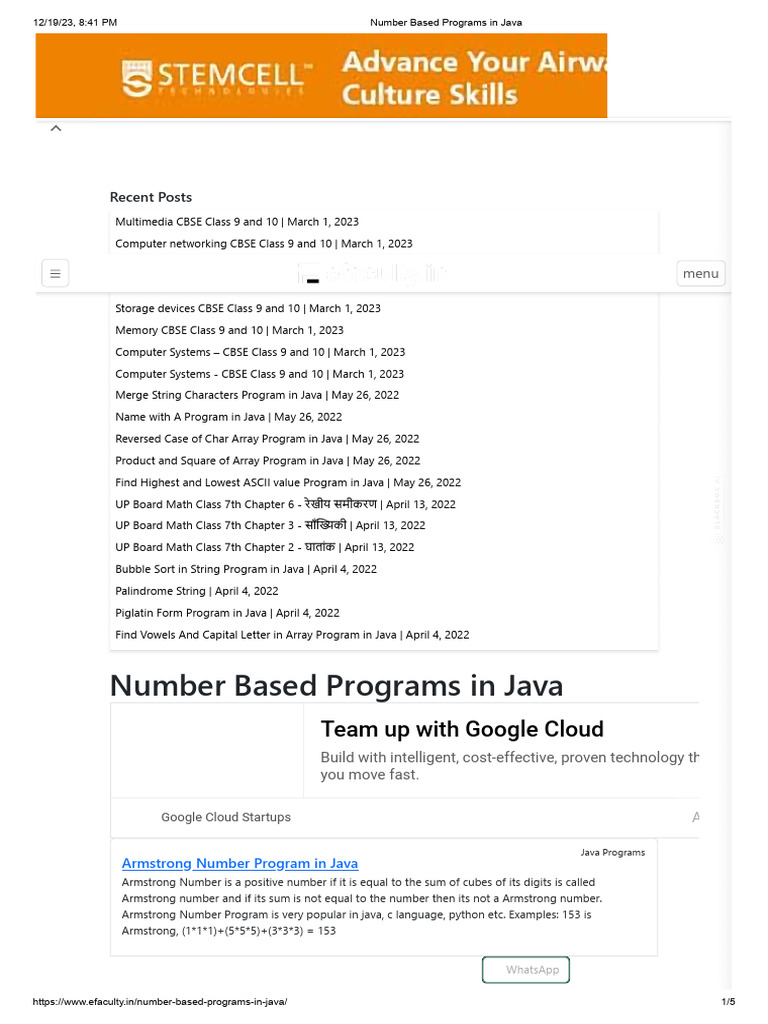 Number Based Programs in Java | PDF | Numbers | Mathematics