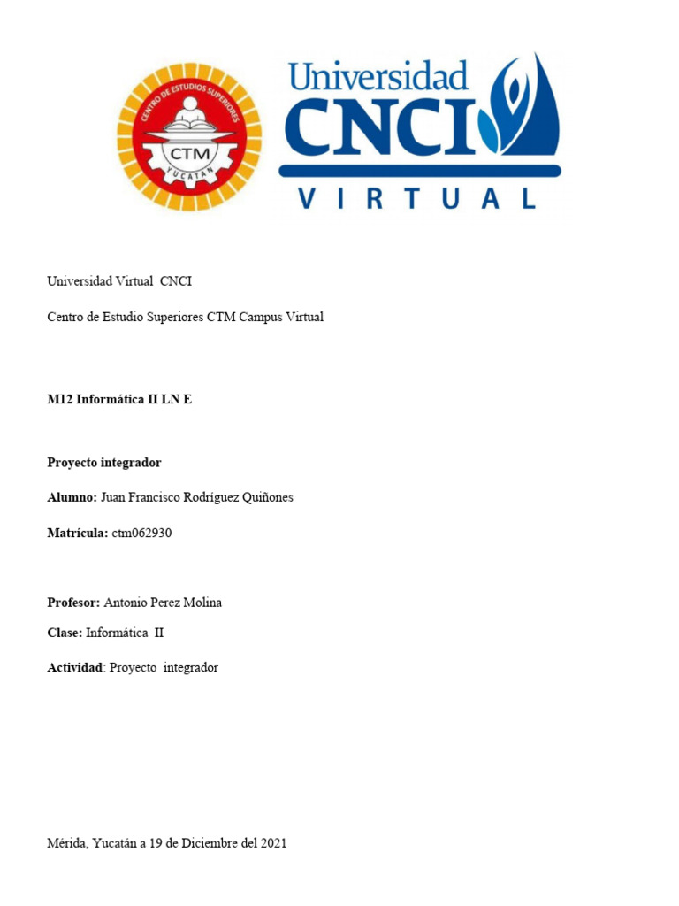 Proyecto Integrador de Informática II | PDF