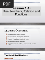 Lesson 1.1 Real Numbers, Relation and Functions