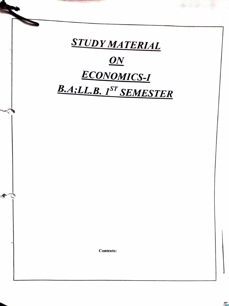 Economic Ba LLB 1 Semester Notes | PDF