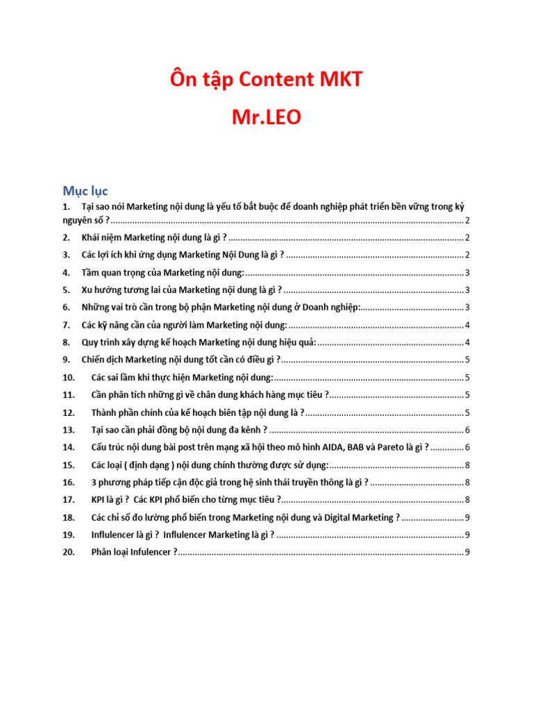 Ôn tập Content MKT | PDF