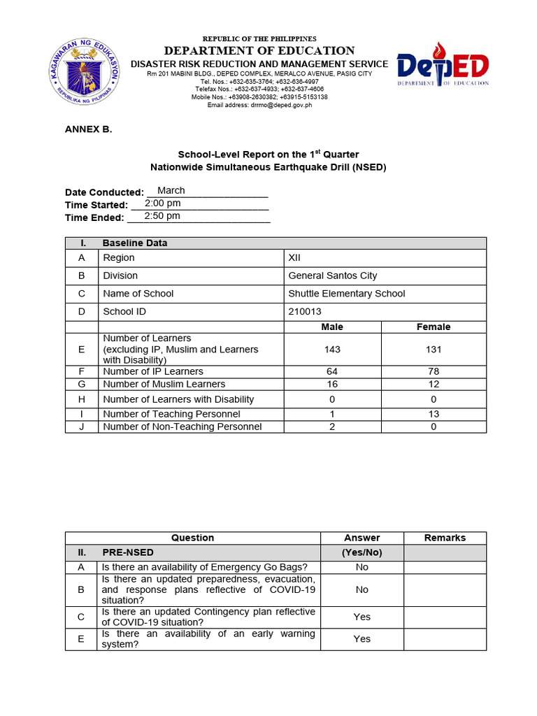 1st NSED 2023 SHUTTLE ES | PDF