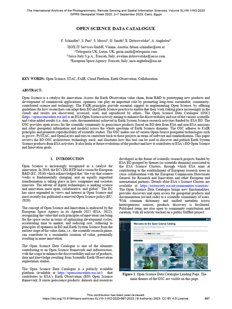 Open Science Data Catalogue Overview | PDF | Metadata | Science