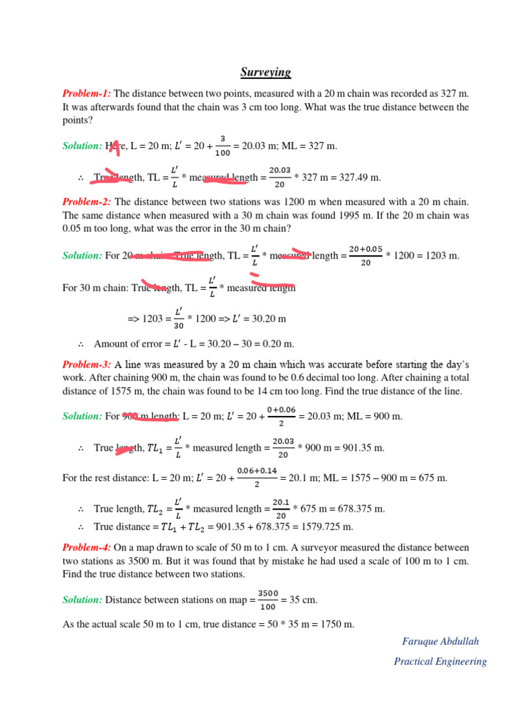 Surveying Problems and Solutions | PDF | Sea Level | Height