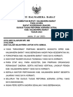 Sbt-Kegiatan Rapat Koordinasi Gugus Tugas Reforma Agraria (Gtra) Kabupetan Halmahera Barat Tahun 2023.