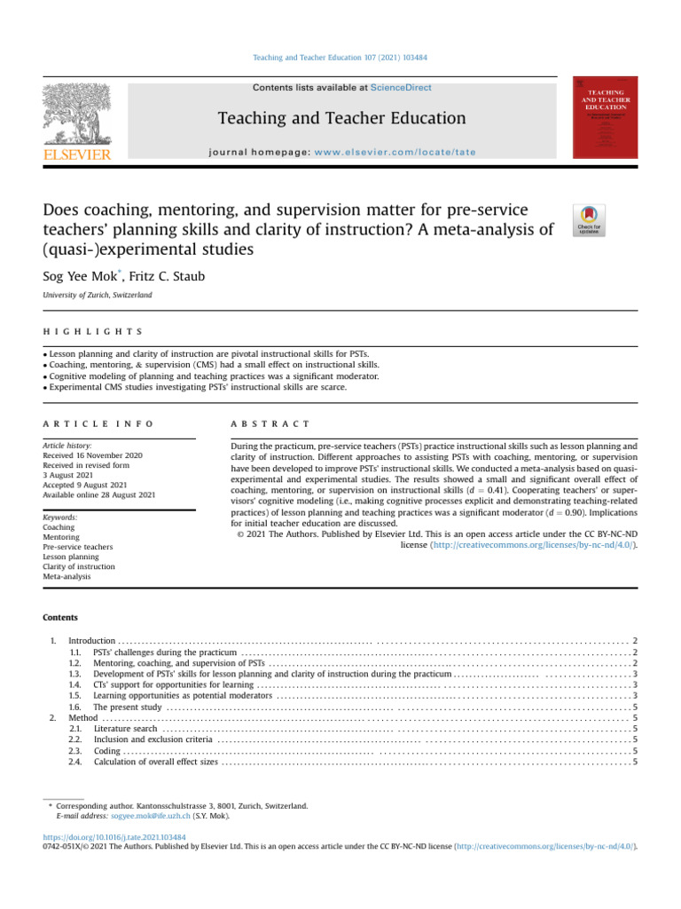 1 s2.0 S0742051X21002092 Main | PDF | Mentorship | Teachers