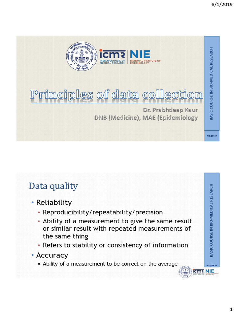 Principles of Data Collection Tools PDF Accuracy And Precision Methodology