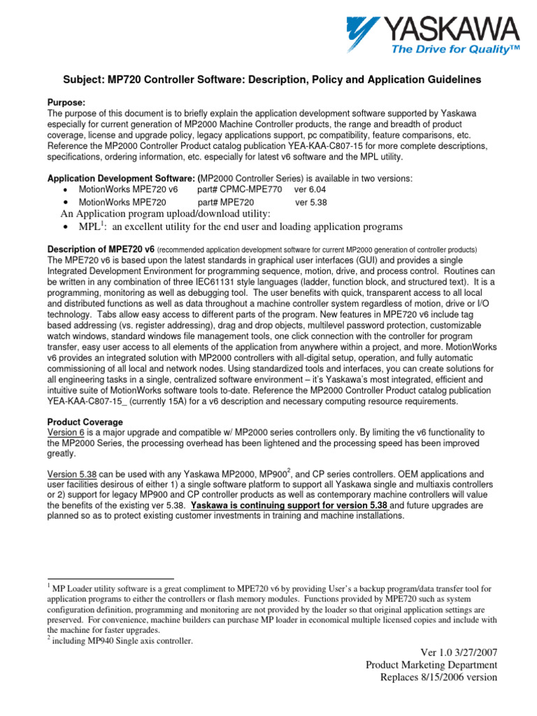 MPE720 v6 Software Overview and Policy | PDF | Programming | Computer ...