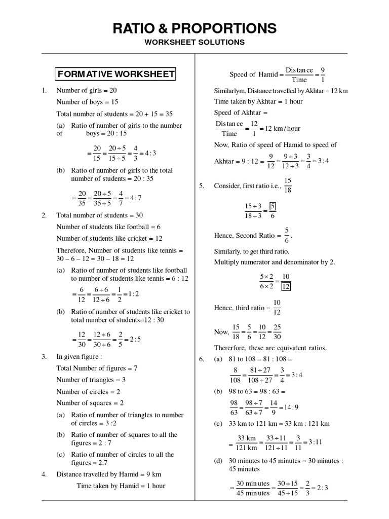 Vi 03 Ratio Proportion Solution Pdf Volume Ratio