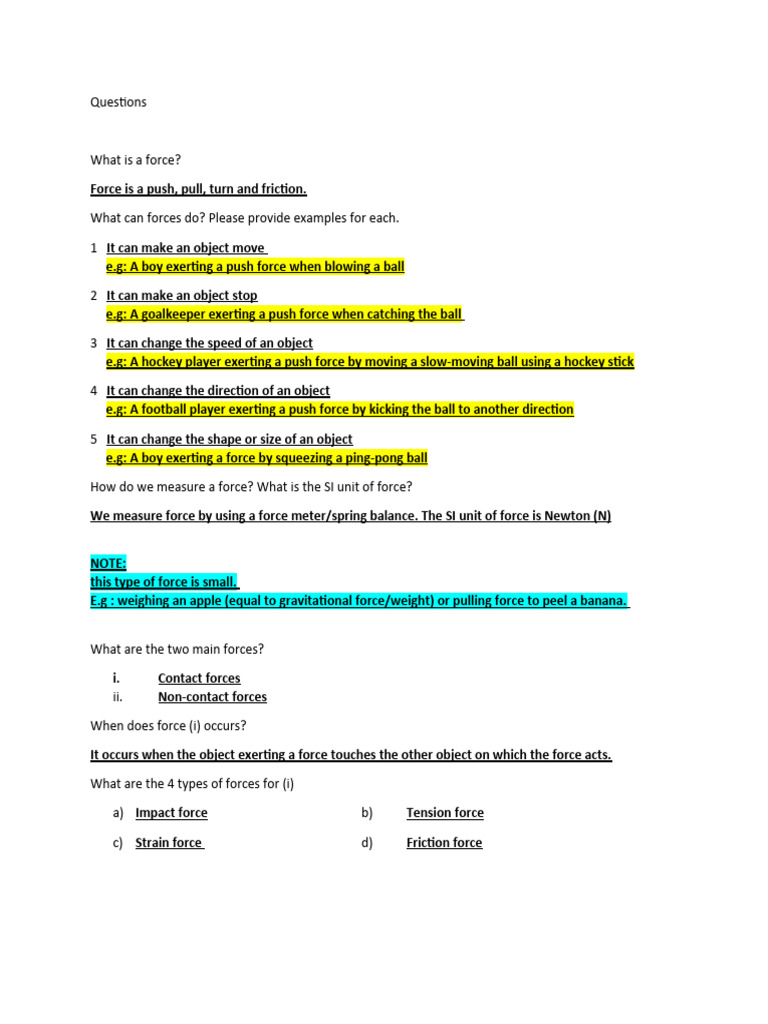 Force Questions | PDF